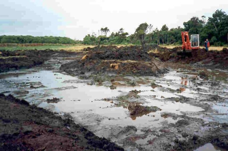 1996 Pond excavation in a grassy paddock. The beginning of restoration.
