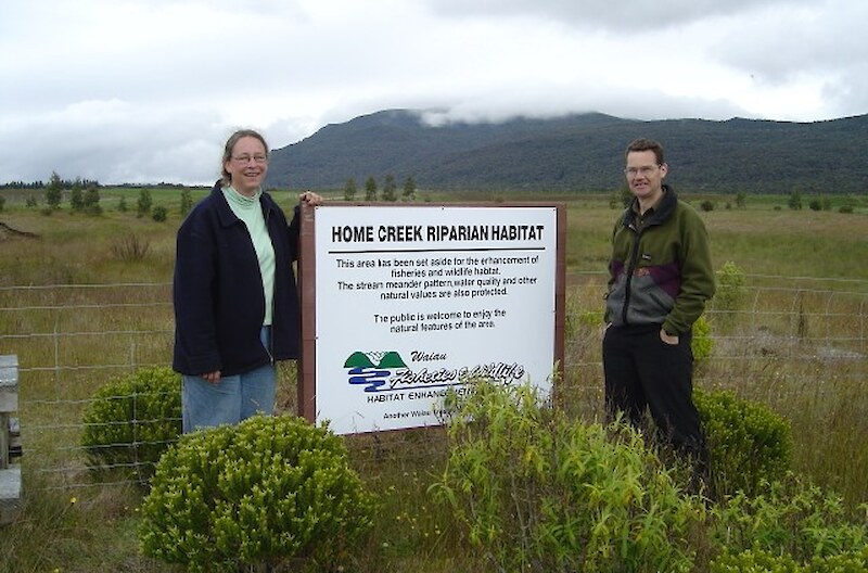 Edith Jones, a main driver in the Home Creek restoration plantings project, with Brian Rance, her botanical advisor.