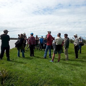 Standing next to the original lagoon area that was never drained, the attendees hear about the wide range of birds found here, recorded by Roger Sutton in the late 1990's.