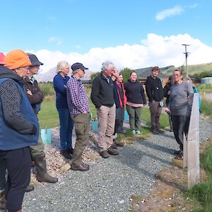 Some of the group walking around the Matariki area and hearing a bit about the Trust's vision and beginnings