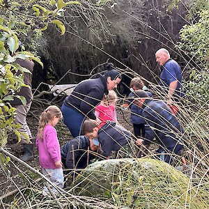2026 Kowhai Reach. Opening up the path and memorial stone to make the original track more accessible, taking you past special plants like Olearia hectorii and Teucridium.